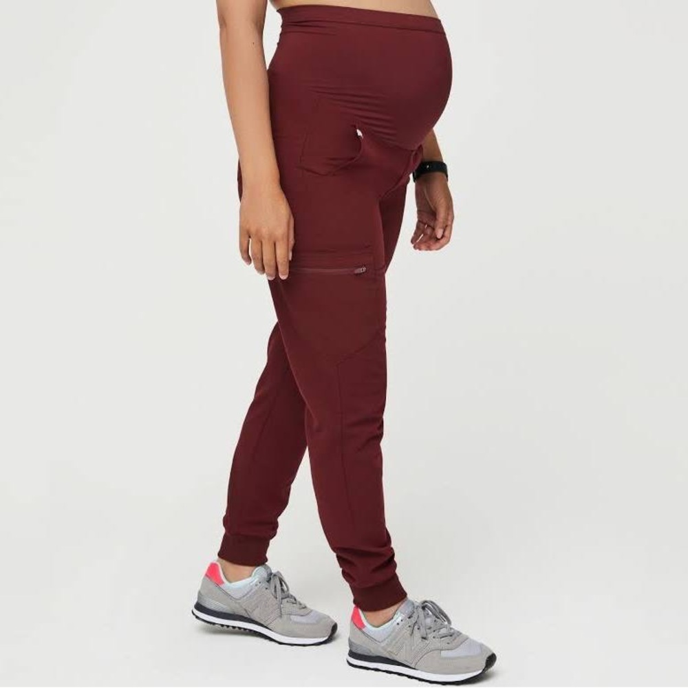 Figs Zamora Burgundy Maternity Scrub Jogger Pant Womens Size S